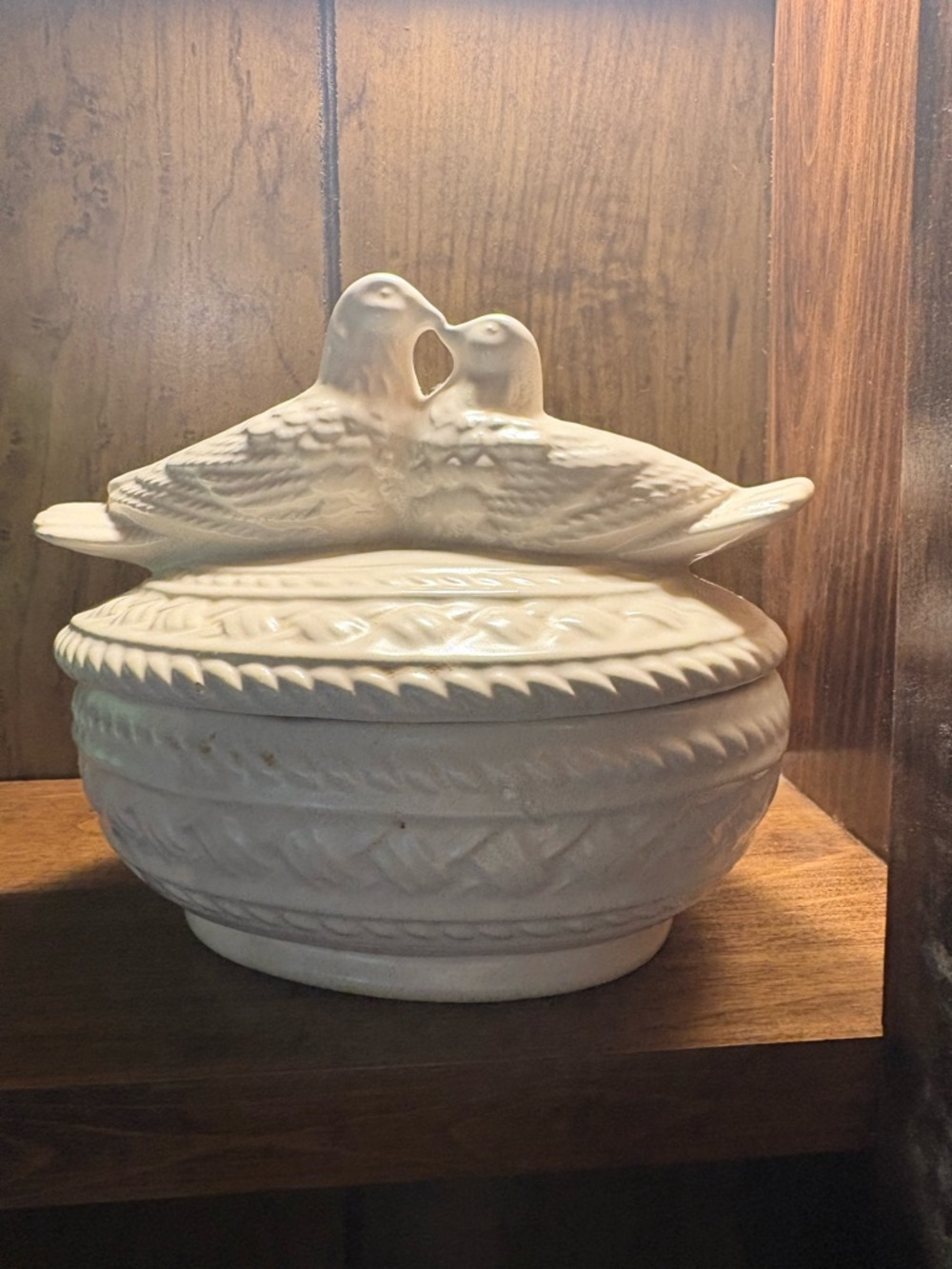 White Ceramic Dove dish with Lid